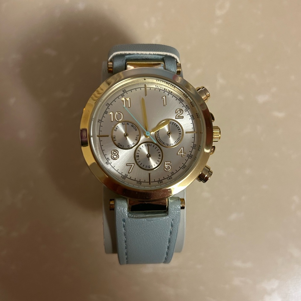 Gold and Blue Chronograph Watch
